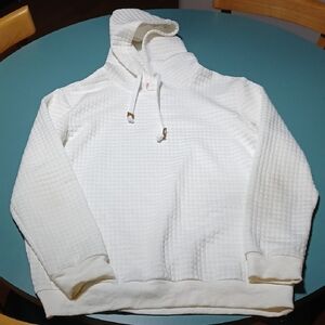 White Waffle Knit Hoodie